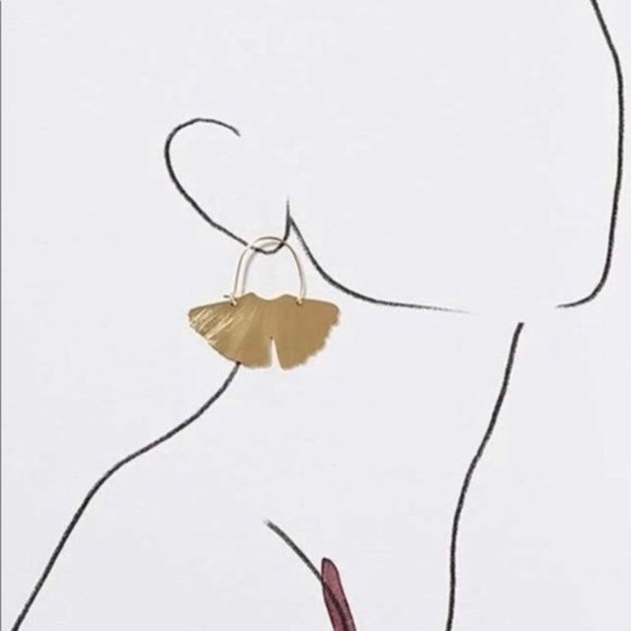 Anthropologie Golden Leaf Earrings - Picture 3 of 7
